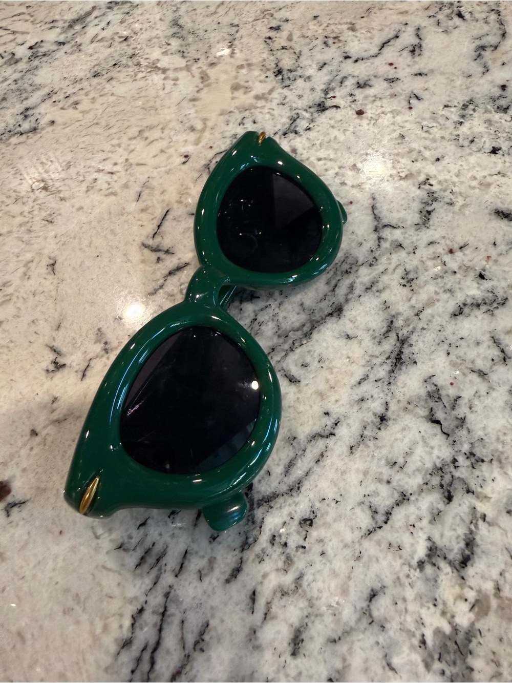 Green Cat-Eye Sunglasses with Black Lenses